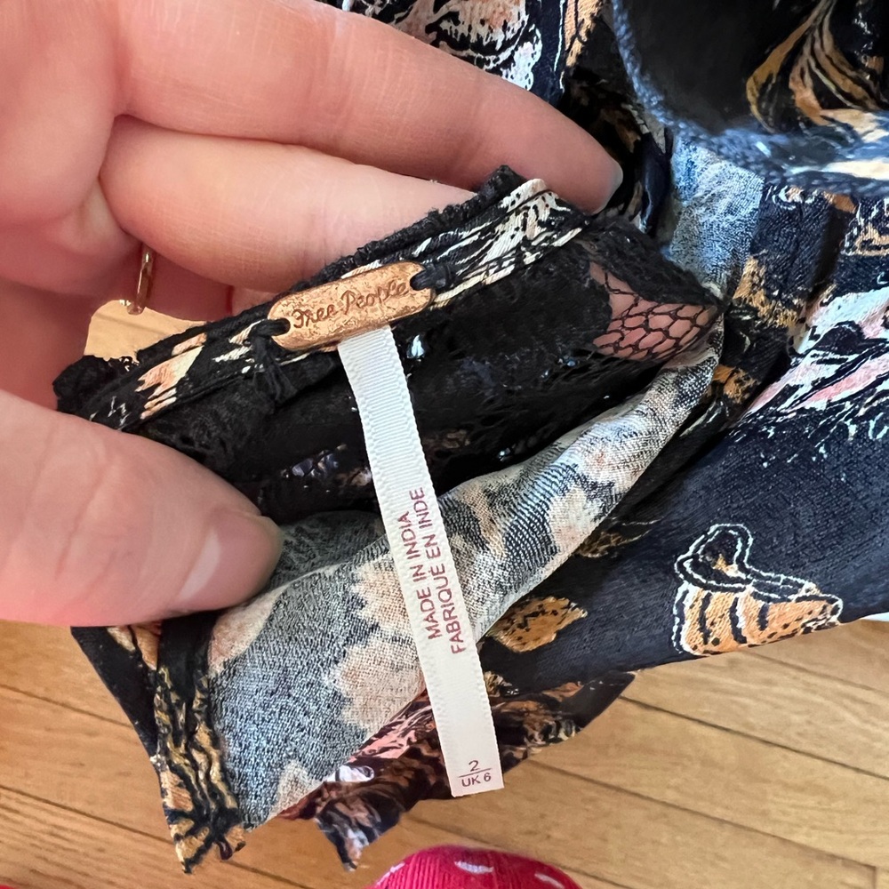 Free People Luci Mini Dress / Black Floral Backless Dress - Picture 6 of 6